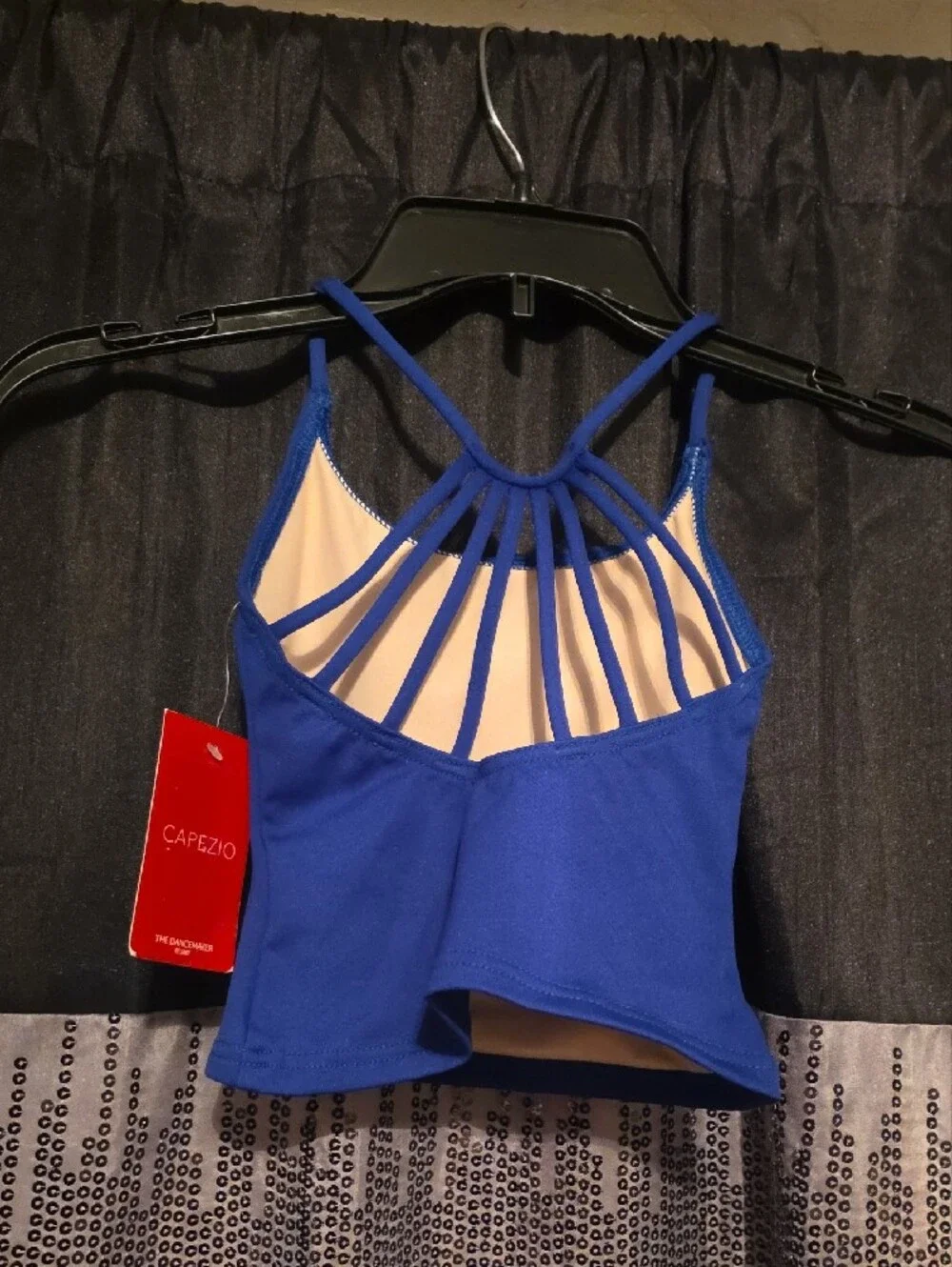 Blue Strappy Crop Tank Top